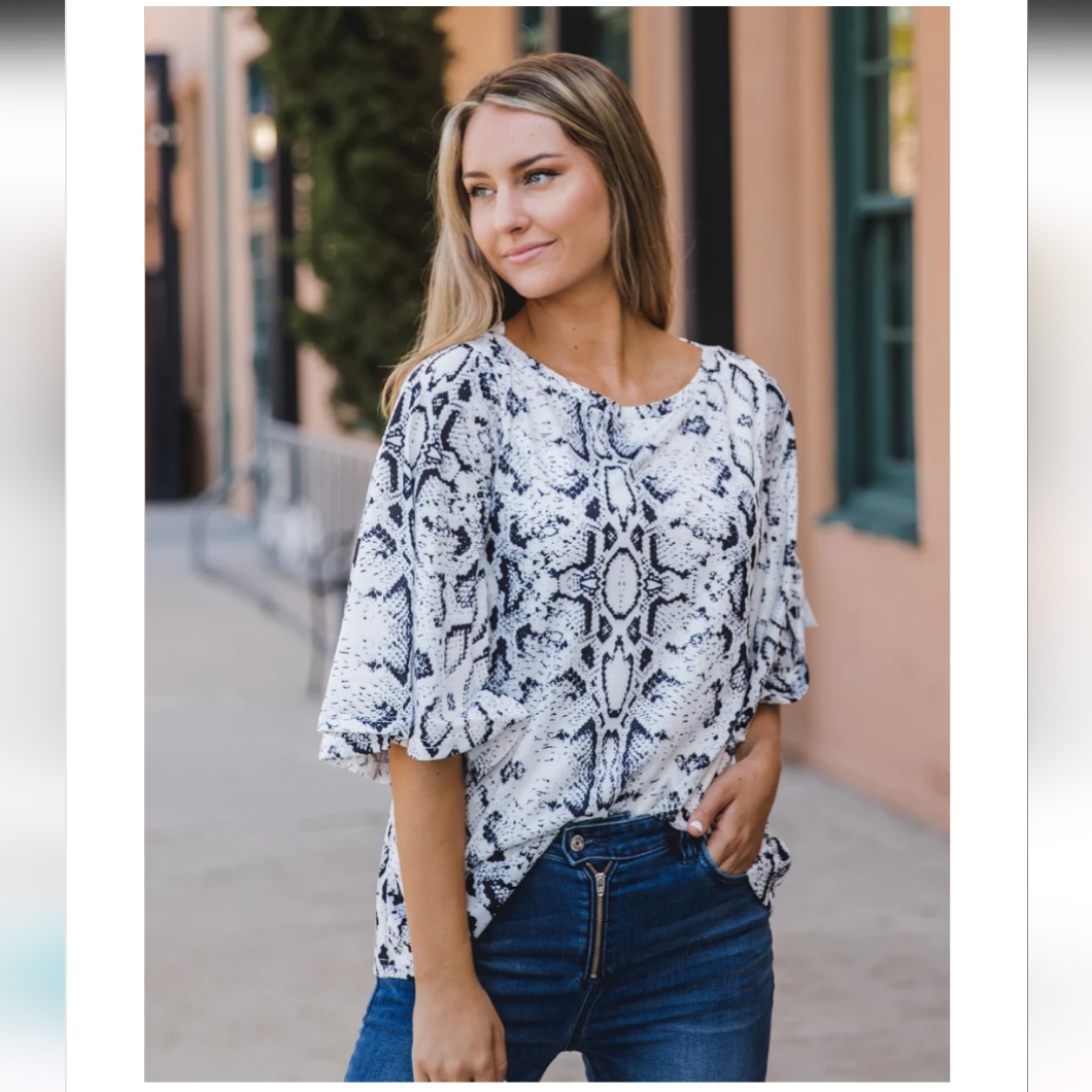 Tickled Teal Python Austin Top Size Large